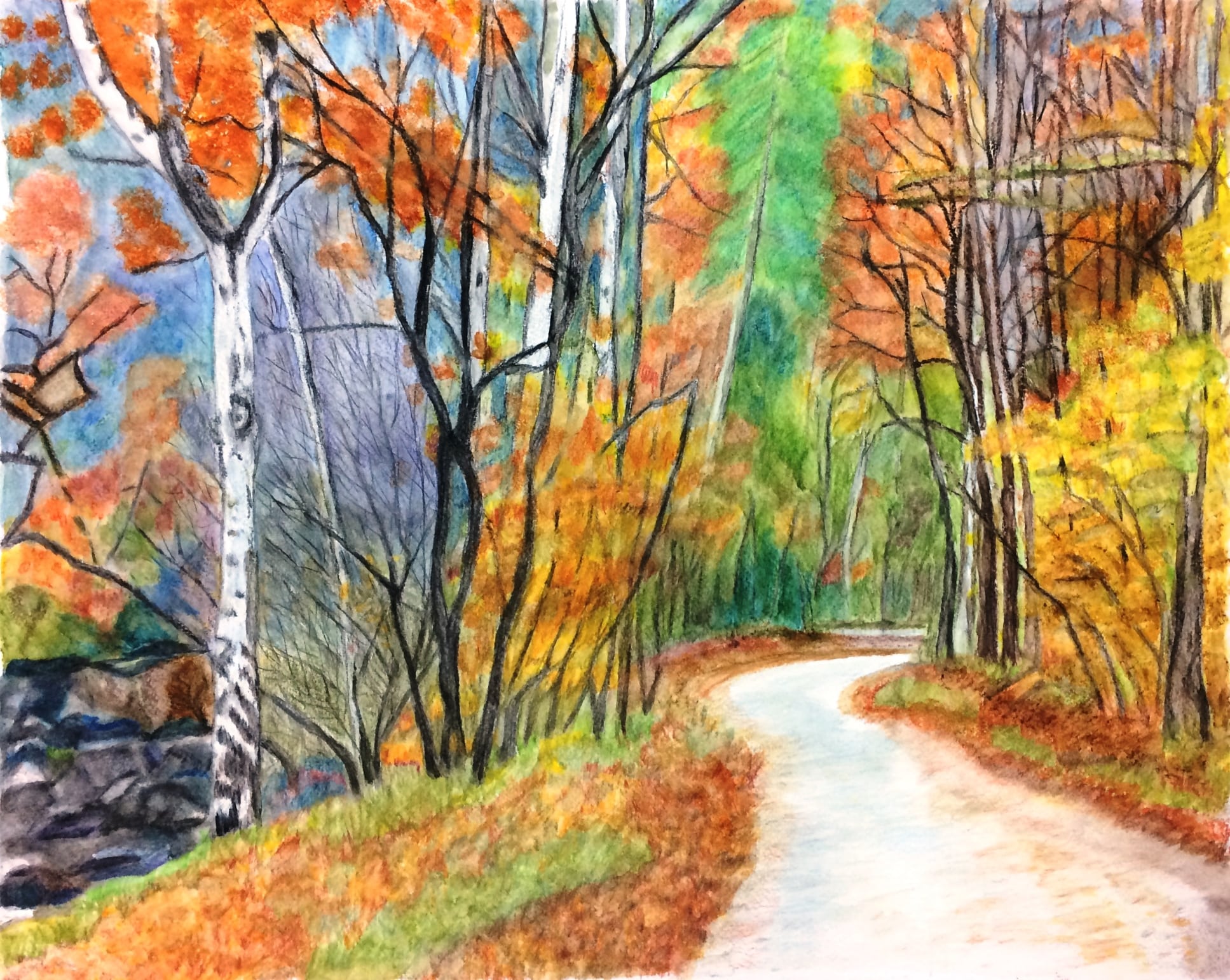 Nature Drawing Ideas of Road in the Forest